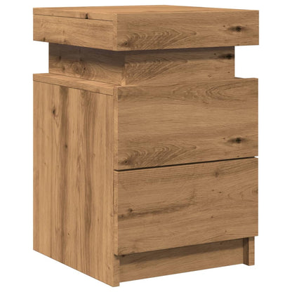 Bedside Cabinet with LED Artisian Oak 35x39x55 cm Engineered Wood