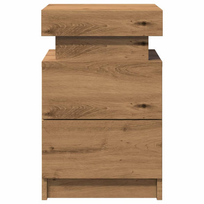 Bedside Cabinet with LED Artisian Oak 35x39x55 cm Engineered Wood