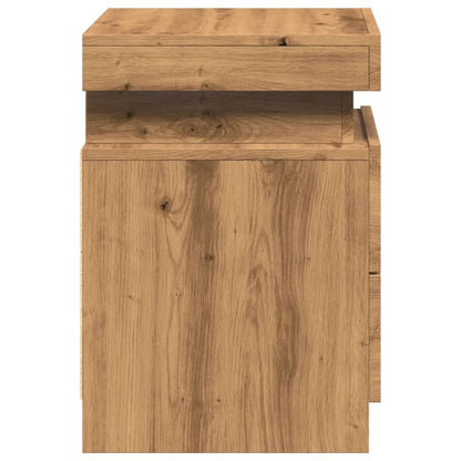 Bedside Cabinet with LED Artisian Oak 35x39x55 cm Engineered Wood