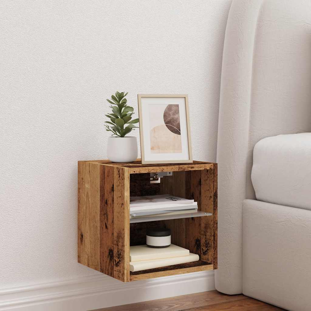 TV Wall Cabinet with LED Lights Old Wood 30x28.5x30 cm