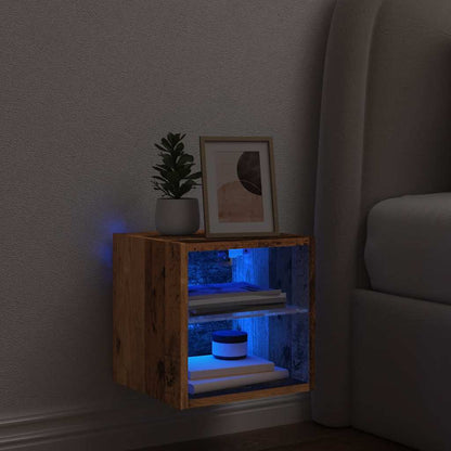 TV Wall Cabinet with LED Lights Old Wood 30x28.5x30 cm