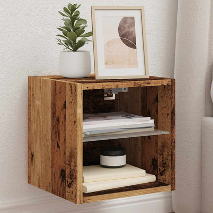 TV Wall Cabinet with LED Lights Old Wood 30x28.5x30 cm