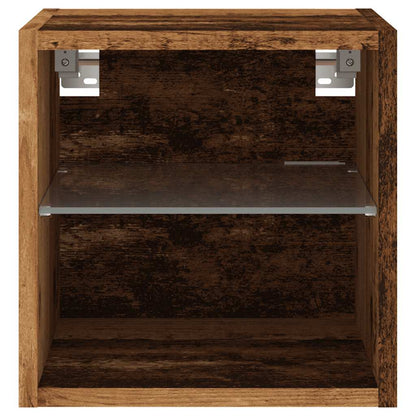 TV Wall Cabinets with LED Lights 2 pcs Old Wood 30x28.5x30 cm