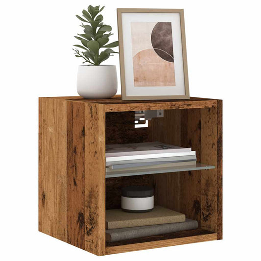 TV Wall Cabinets with LED Lights 2 pcs Old Wood 30x28.5x30 cm