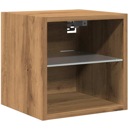 TV Wall Cabinet with LED Lights Artisan Oak 30x28.5x30 cm