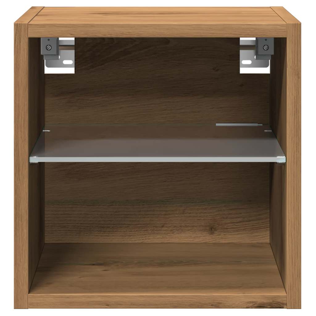 TV Wall Cabinet with LED Lights Artisan Oak 30x28.5x30 cm