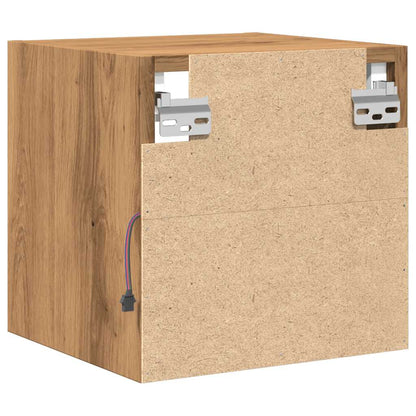 TV Wall Cabinet with LED Lights Artisan Oak 30x28.5x30 cm