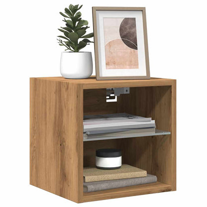 TV Wall Cabinet with LED Lights Artisan Oak 30x28.5x30 cm