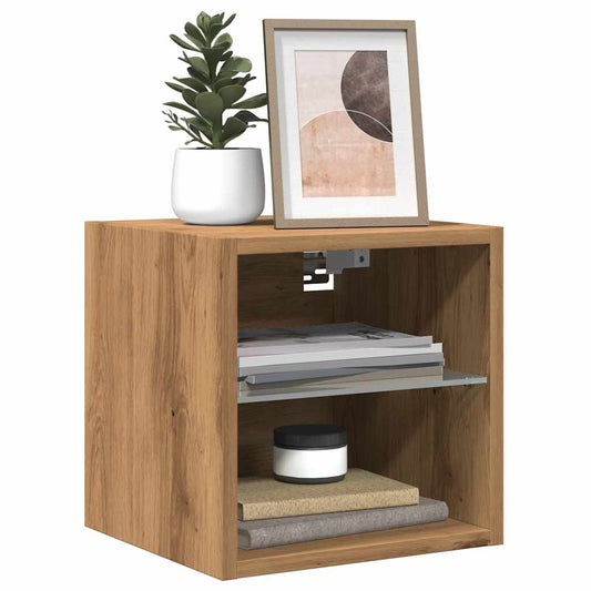 TV Wall Cabinet with LED Lights Artisan Oak 30x28.5x30 cm