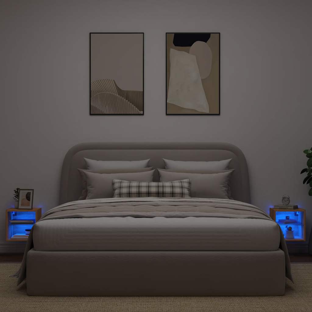 TV Wall Cabinets with LED Lights 2 pcs Artisan Oak 30x28.5x30 cm