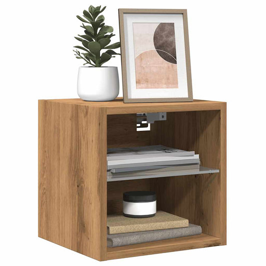 TV Wall Cabinets with LED Lights 2 pcs Artisan Oak 30x28.5x30 cm