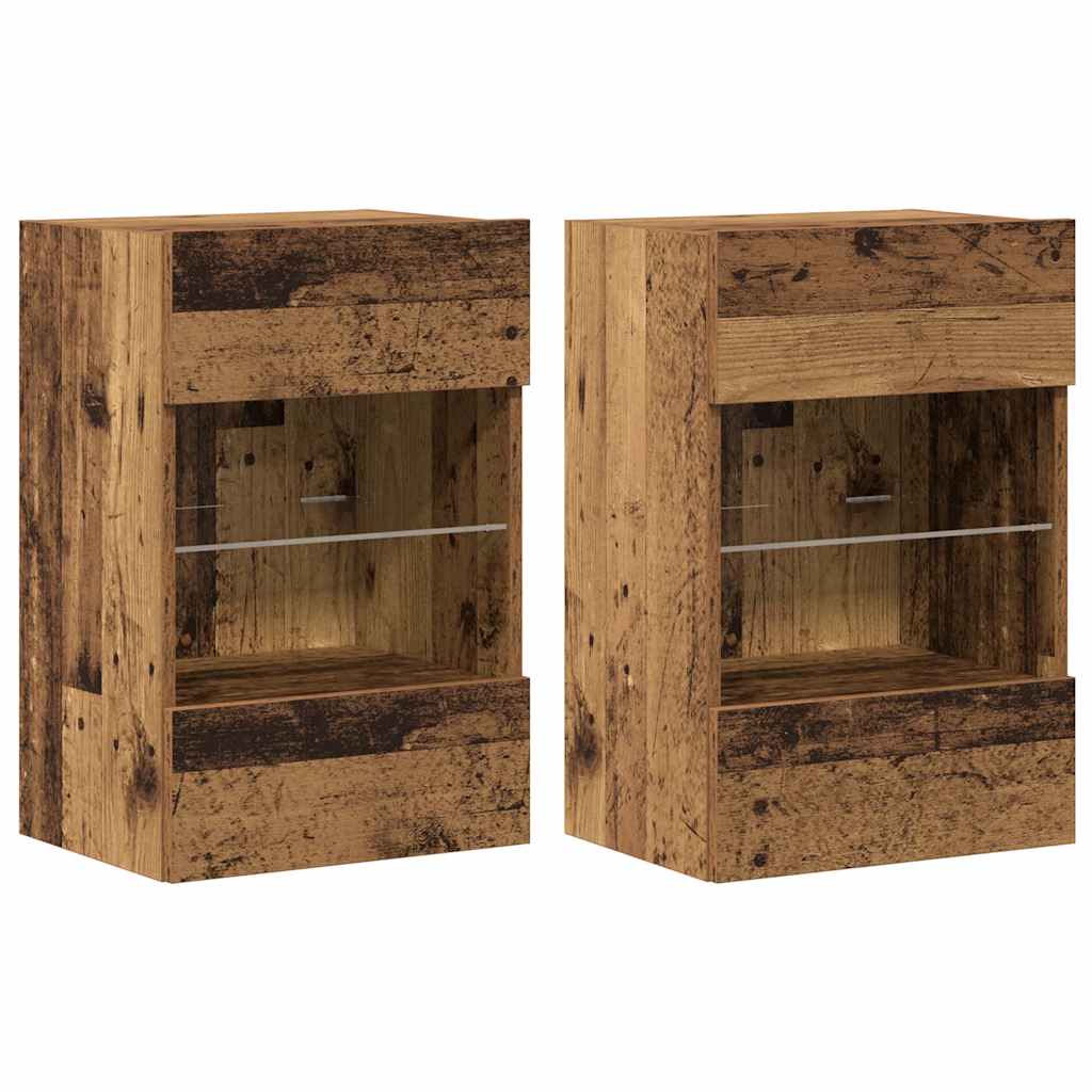 TV Wall Cabinets with LED Lights 2 pcs Old Wood 40x30x60,5 cm