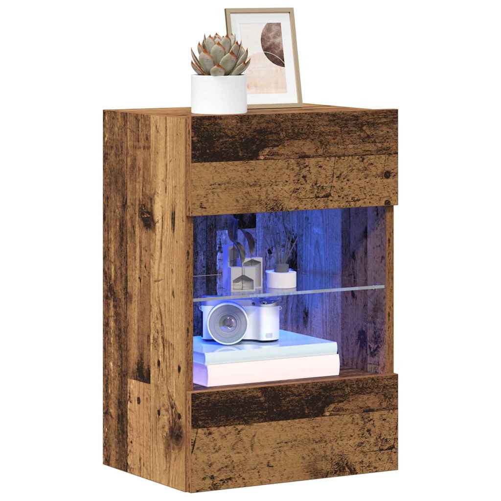 TV Wall Cabinets with LED Lights 2 pcs Old Wood 40x30x60,5 cm