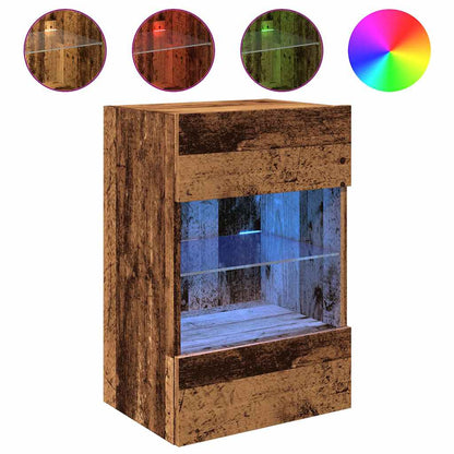 TV Wall Cabinets with LED Lights 2 pcs Old Wood 40x30x60,5 cm