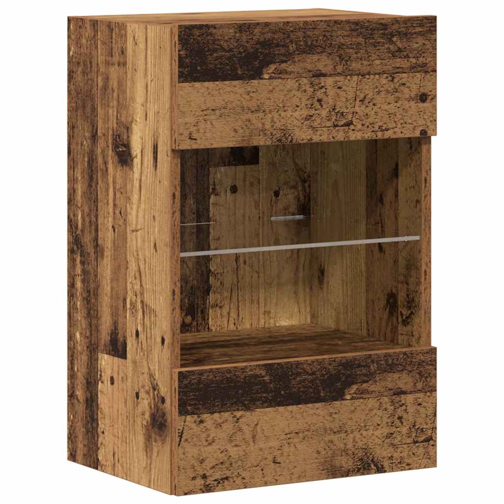 TV Wall Cabinets with LED Lights 2 pcs Old Wood 40x30x60,5 cm