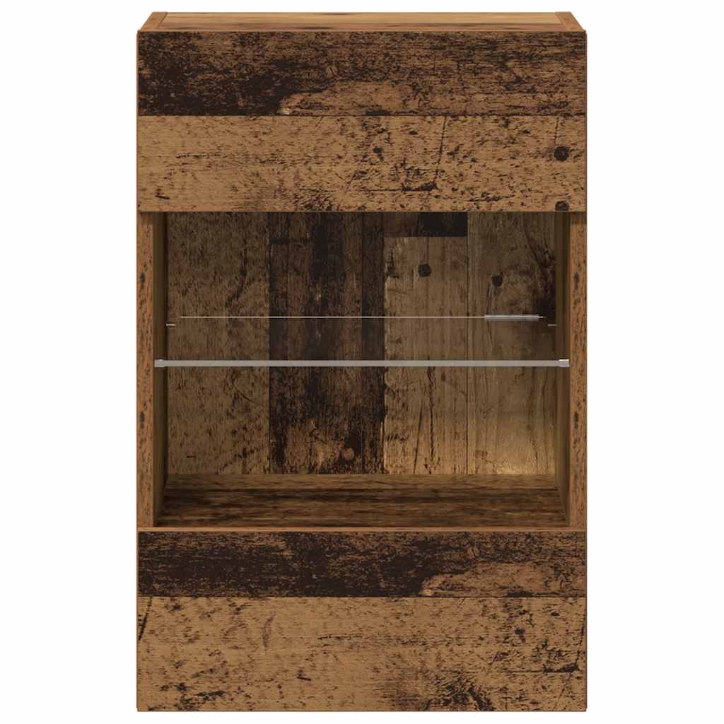 TV Wall Cabinets with LED Lights 2 pcs Old Wood 40x30x60,5 cm