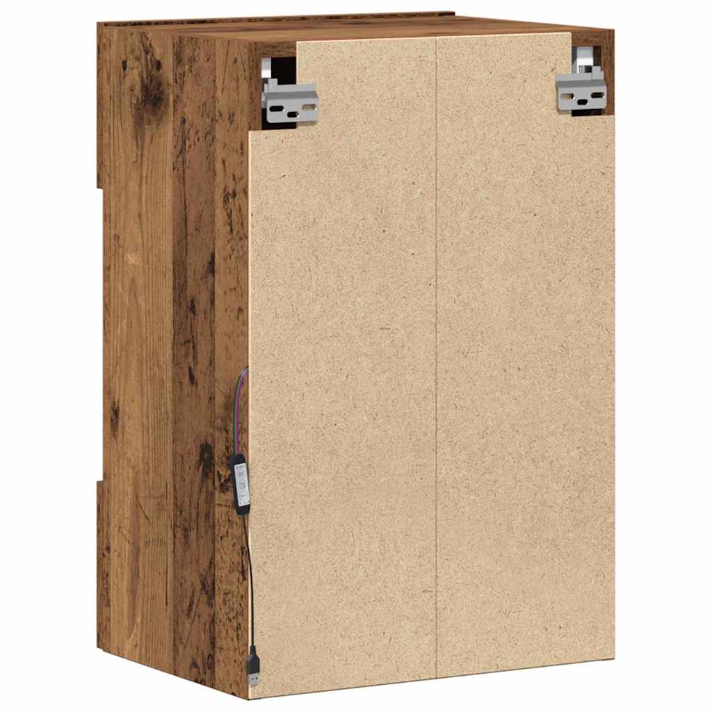 TV Wall Cabinets with LED Lights 2 pcs Old Wood 40x30x60,5 cm