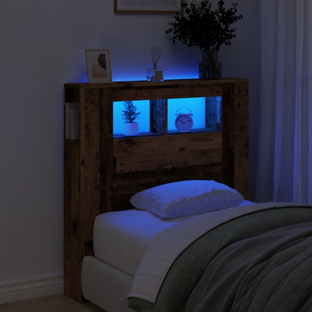 Rustic LED Headboard - Old Wood, 100x18.5x103.5 cm, Engineered Wood