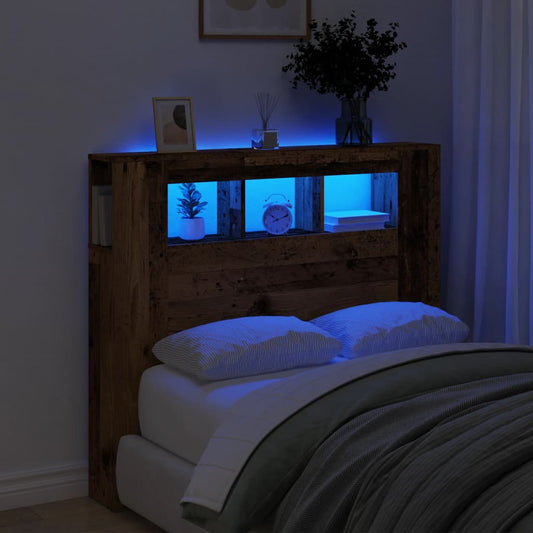 Rustic LED Headboard - Old Wood, 120x18.5x103.5 cm, Engineered Wood