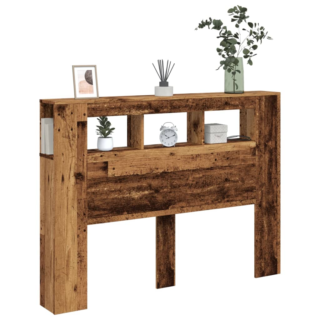 Rustic LED Headboard 140x18.5x103.5 cm - Engineered Wood Finish