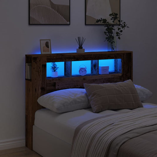 Rustic LED Headboard 140x18.5x103.5 cm - Engineered Wood Finish