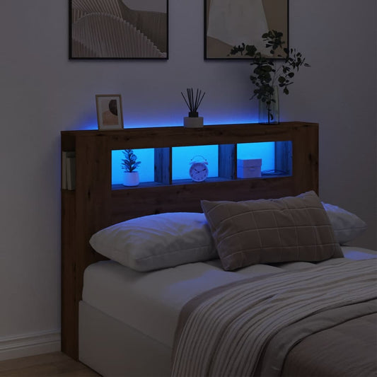 Artisan Oak LED Headboard 140cm - Stylish Engineered Wood Design