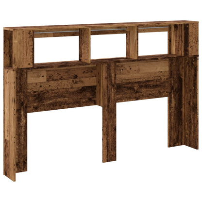 Rustic LED Headboard in Aged Wood - 160x18.5x103.5 cm Durable Design