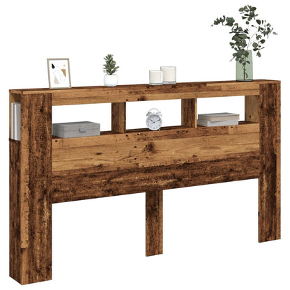 Rustic LED Headboard, 180x18.5x103.5 cm, Engineered Old Wood