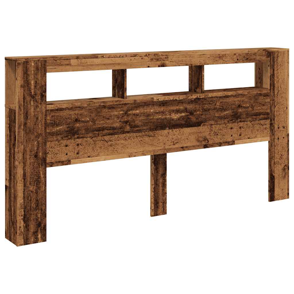 Rustic LED Headboard in Old Wood, 200x18.5x103.5 cm, Engineered Wood
