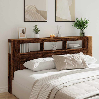 Rustic LED Headboard in Old Wood, 200x18.5x103.5 cm, Engineered Wood