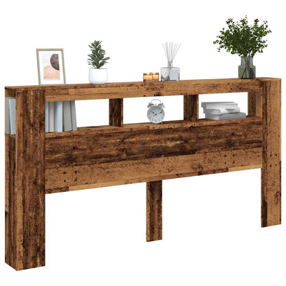 Rustic LED Headboard in Old Wood, 200x18.5x103.5 cm, Engineered Wood