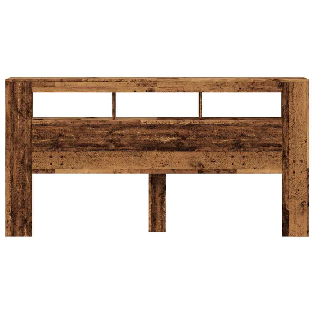 Rustic LED Headboard in Old Wood, 200x18.5x103.5 cm, Engineered Wood