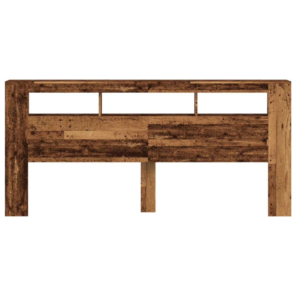 Rustic LED Headboard in Distressed Wood - 220x18.5x103.5 cm
