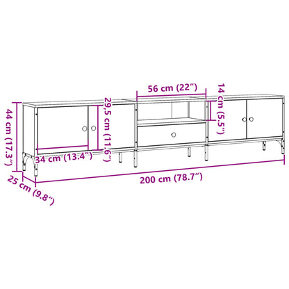TV Cabinet with Drawer Old Wood 200x25x44 cm Engineered Wood