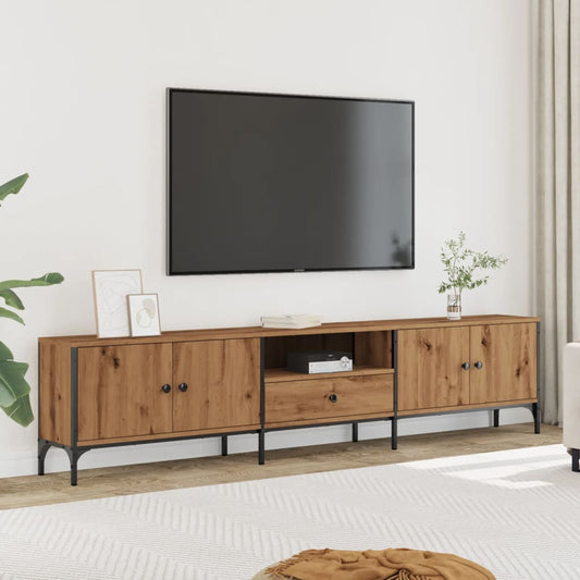 TV Cabinet with Drawer Artisan Oak 200x25x44 cm Engineered Wood