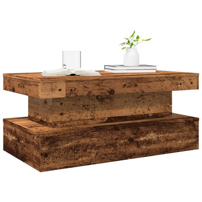 Coffee Table with LED Lights Old Wood 90x50x40 cm