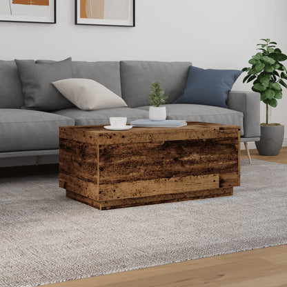 Coffee Table with LED Lights Old Wood 90x50x40 cm