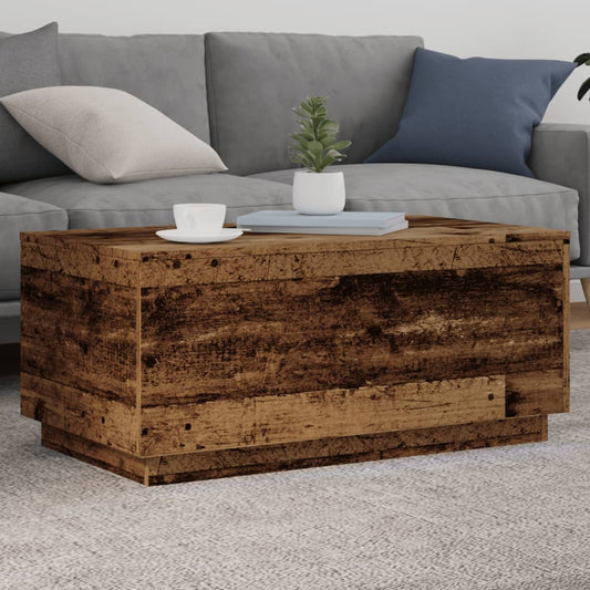 Coffee Table with LED Lights Old Wood 90x50x40 cm