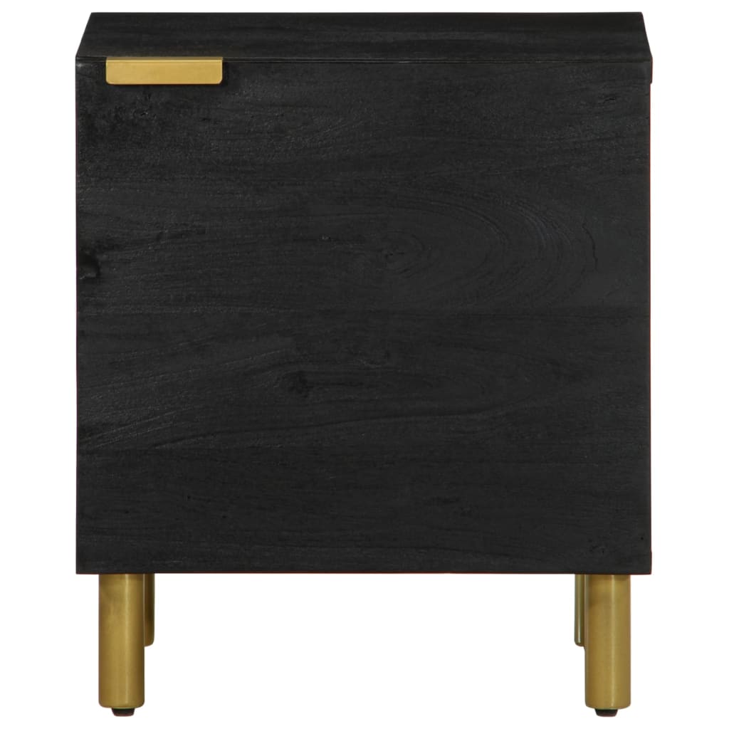 Solid Mango Wood Bedside Cabinet, Black 40x33x46 cm