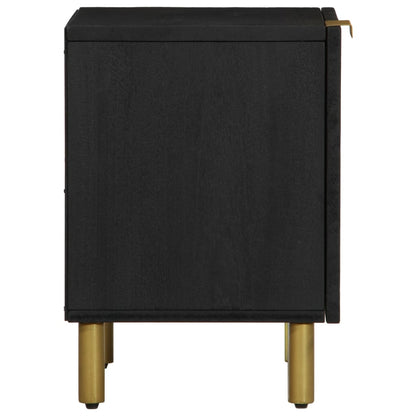 Solid Mango Wood Bedside Cabinet, Black 40x33x46 cm