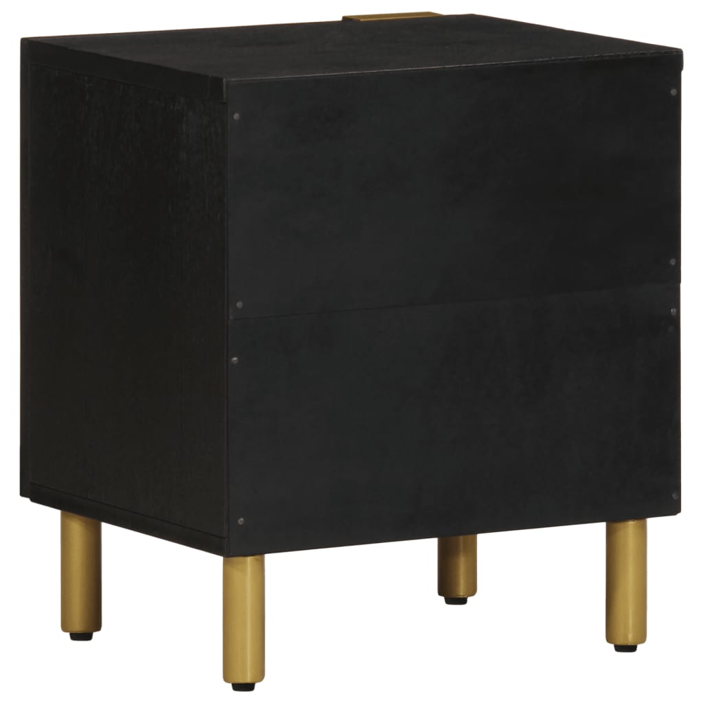 Solid Mango Wood Bedside Cabinet, Black 40x33x46 cm