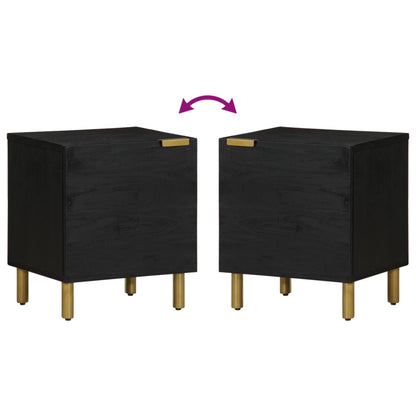 Solid Mango Wood Bedside Cabinet, Black 40x33x46 cm