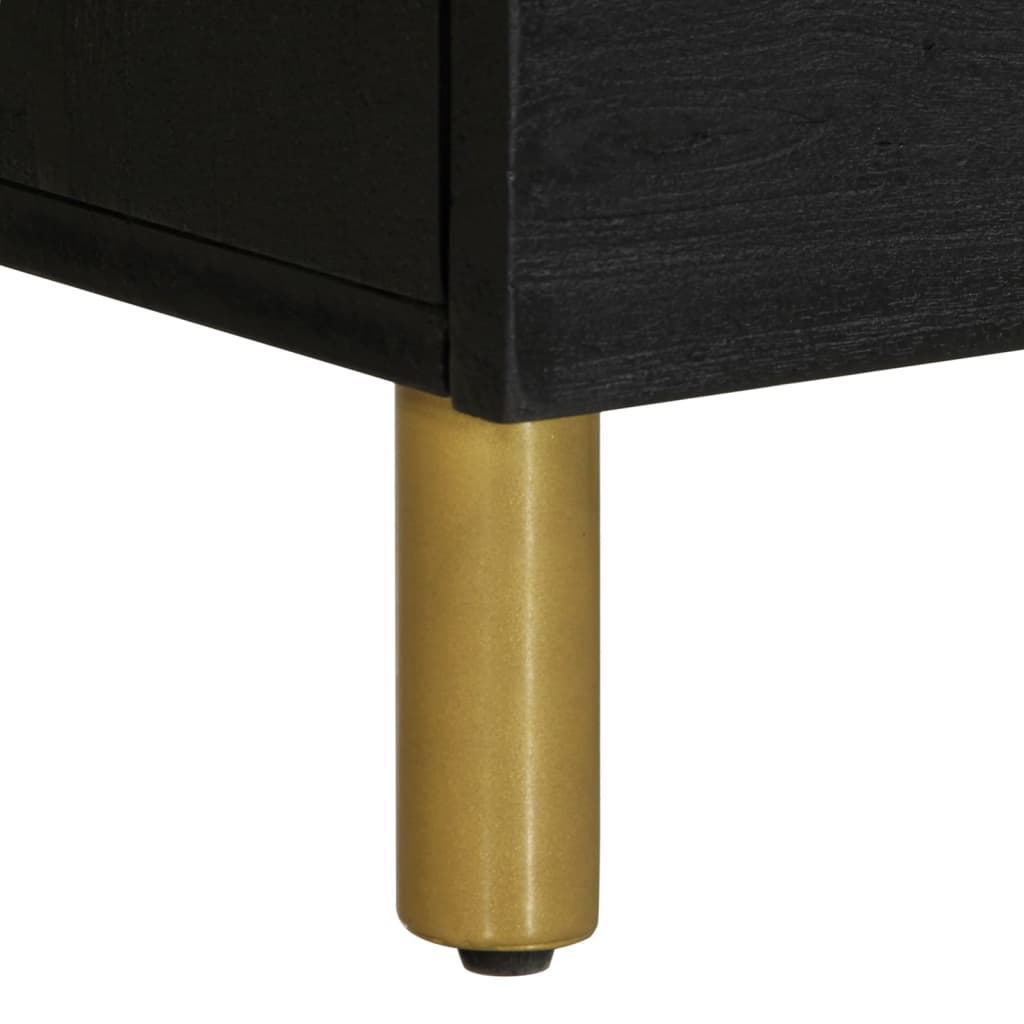 Solid Mango Wood Bedside Cabinet, Black 40x33x46 cm