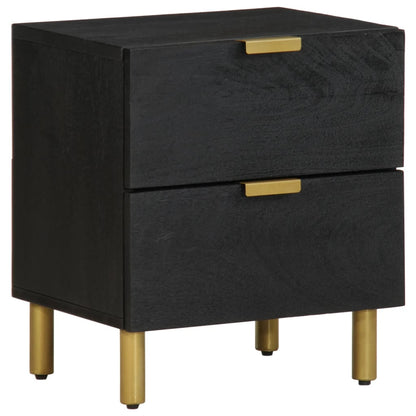 Set of 2 Solid Wood Mango Bedside Cabinets - Black, 40x33x46 cm