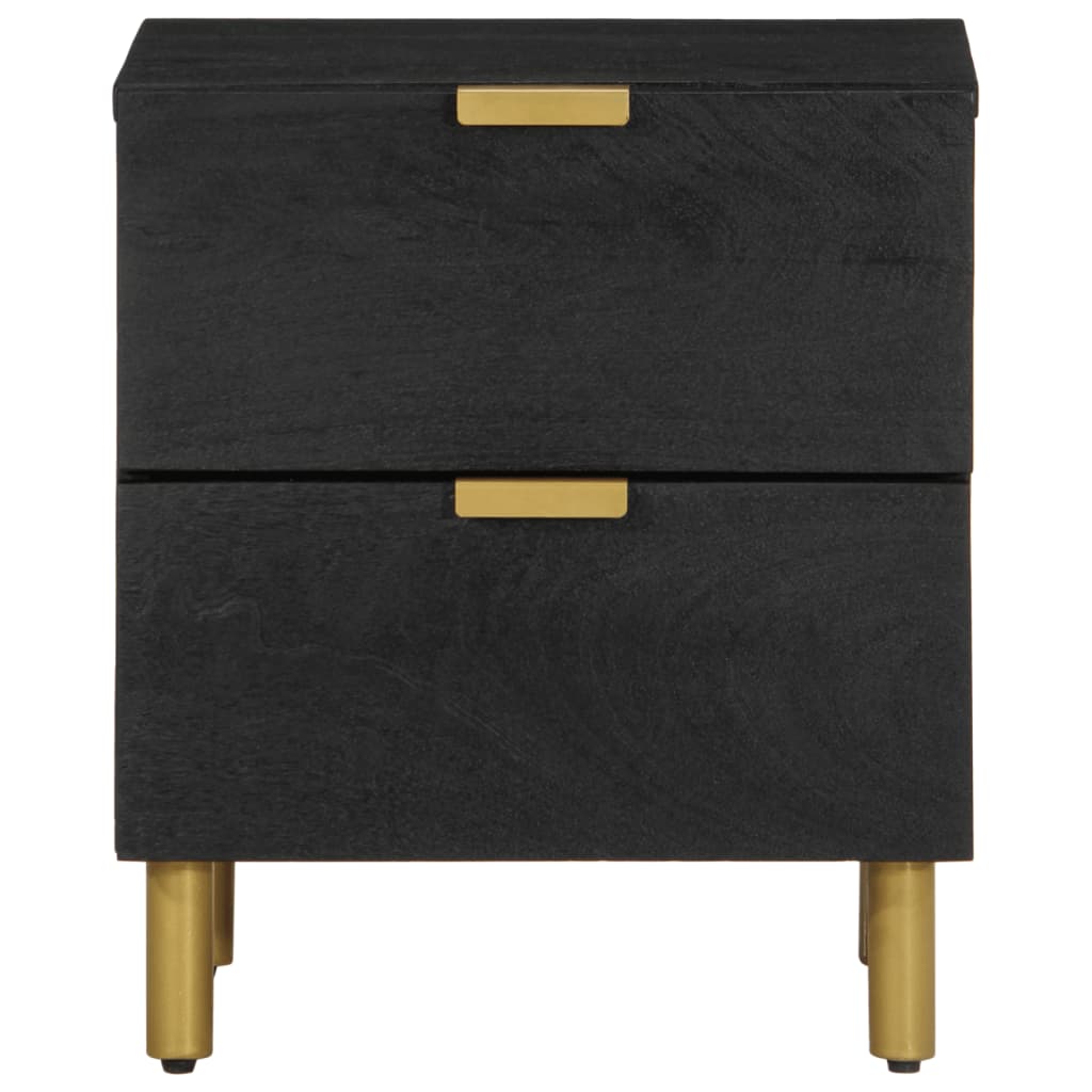 Set of 2 Solid Wood Mango Bedside Cabinets - Black, 40x33x46 cm
