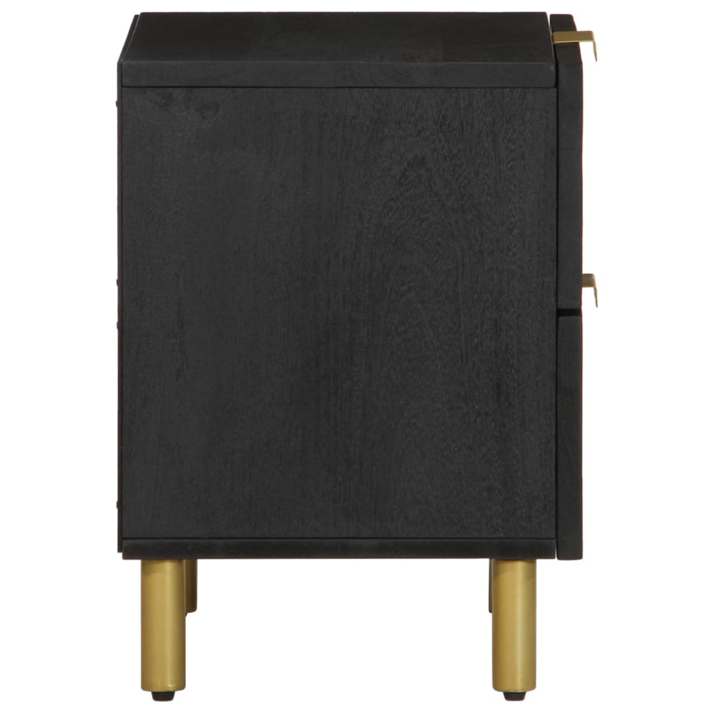 Set of 2 Solid Wood Mango Bedside Cabinets - Black, 40x33x46 cm