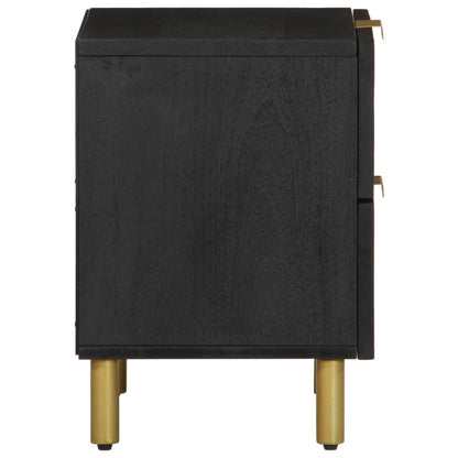 Set of 2 Solid Wood Mango Bedside Cabinets - Black, 40x33x46 cm