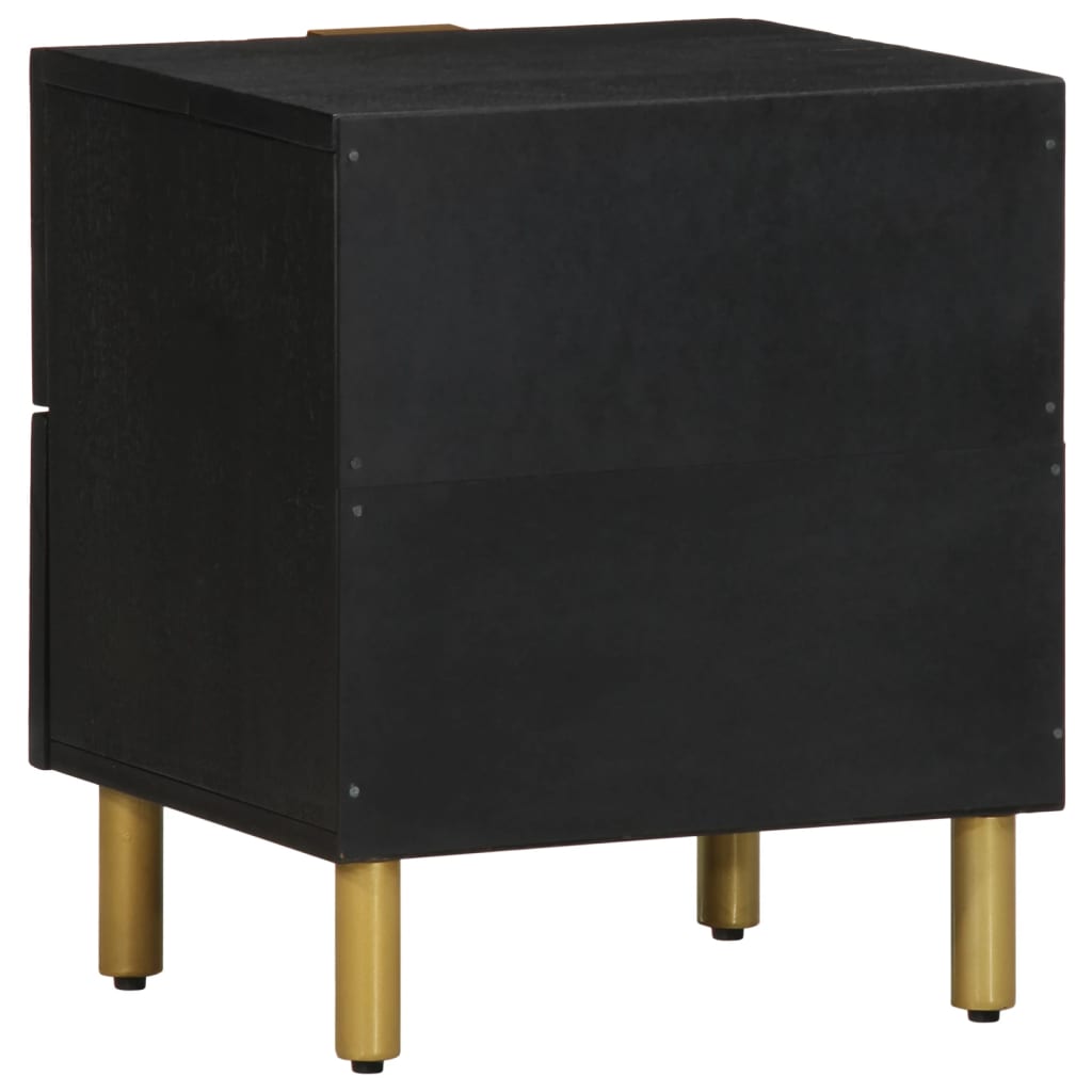 Set of 2 Solid Wood Mango Bedside Cabinets - Black, 40x33x46 cm