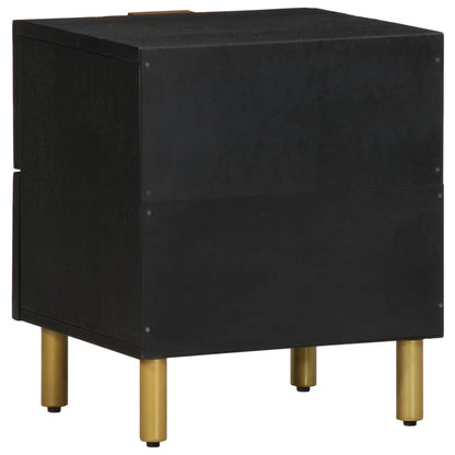 Set of 2 Solid Wood Mango Bedside Cabinets - Black, 40x33x46 cm