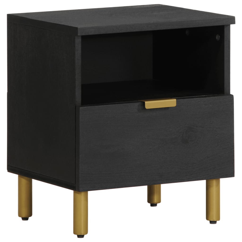 Black Engineered Wood Bedside Cabinet 40x33x46 cm